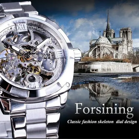 Men Luxury Skeleton Automatic Winding Mechanical Watch