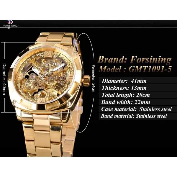 Men Luxury Skeleton Automatic Winding Mechanical Watch