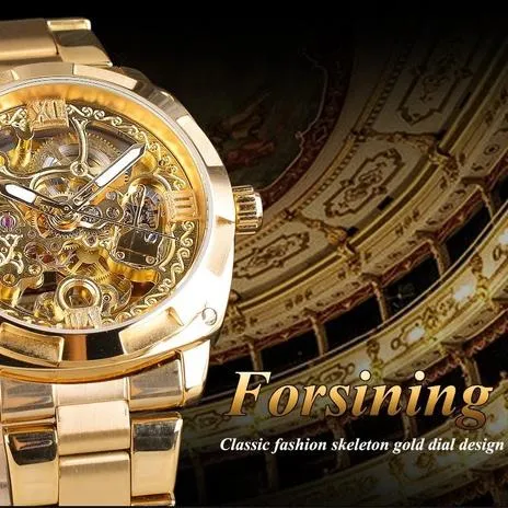 Men Luxury Skeleton Automatic Winding Mechanical Watch