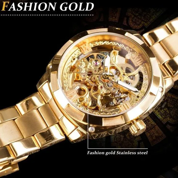 Men Luxury Skeleton Automatic Winding Mechanical Watch