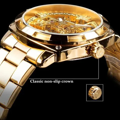 Men Luxury Skeleton Automatic Winding Mechanical Watch