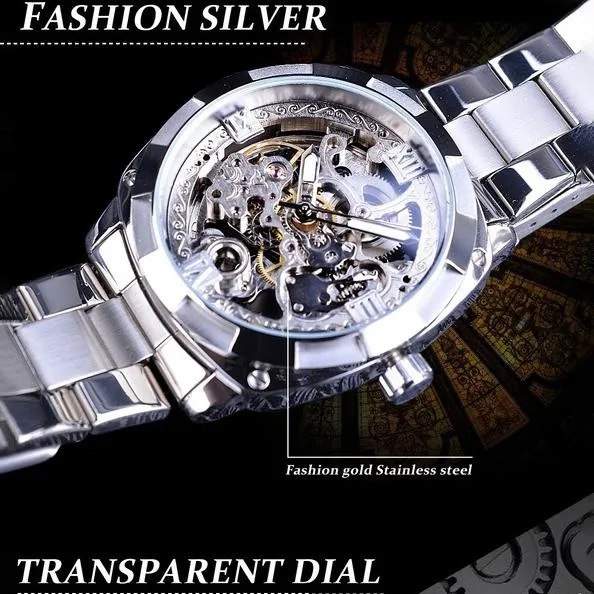 Men Luxury Skeleton Automatic Winding Mechanical Watch