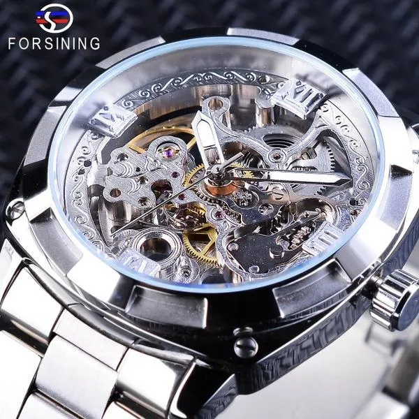 Men Luxury Skeleton Automatic Winding Mechanical Watch