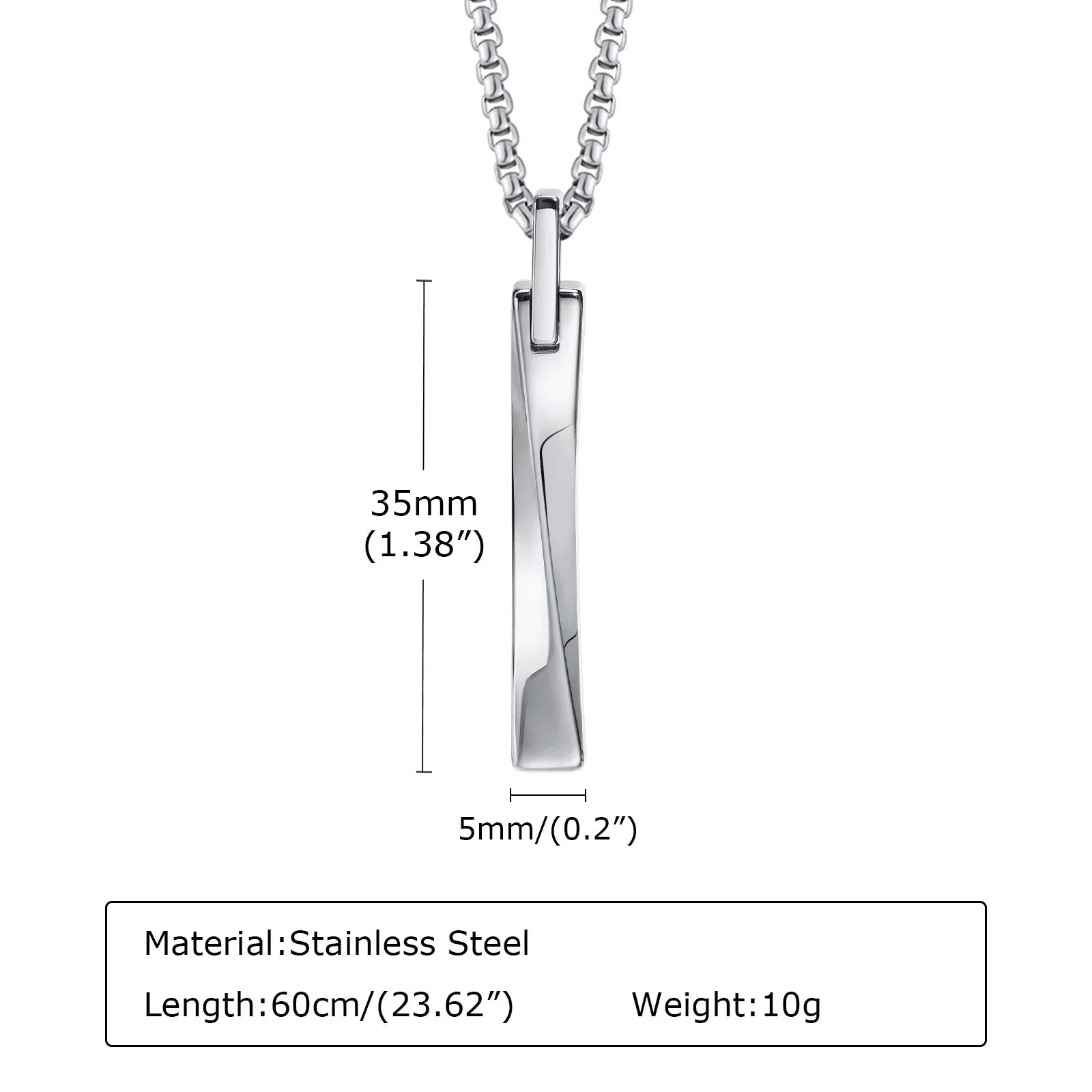 Men's Fashion Mobius Vertical Bar Necklaces, Tungsten Carbide Geometric Pendant Collar Gifts