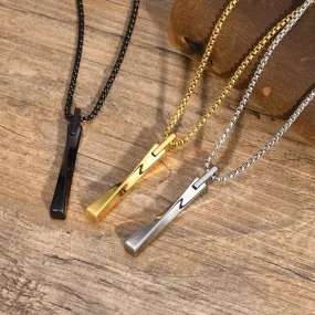 Men's Fashion Mobius Vertical Bar Necklaces, Tungsten Carbide Geometric Pendant Collar Gifts