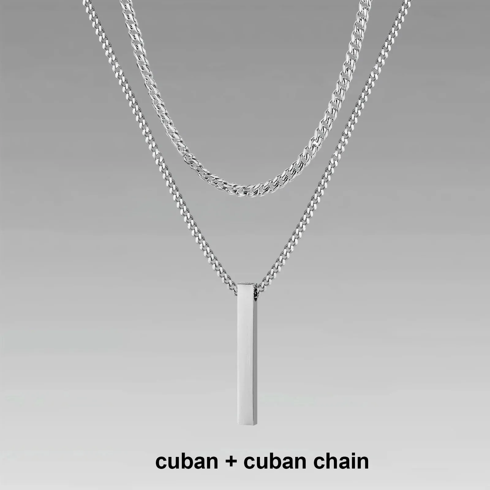 Mens Vertical Bar Necklaces for Boys,Stylish Layered Stainless Steel Geometric Pendant Collar