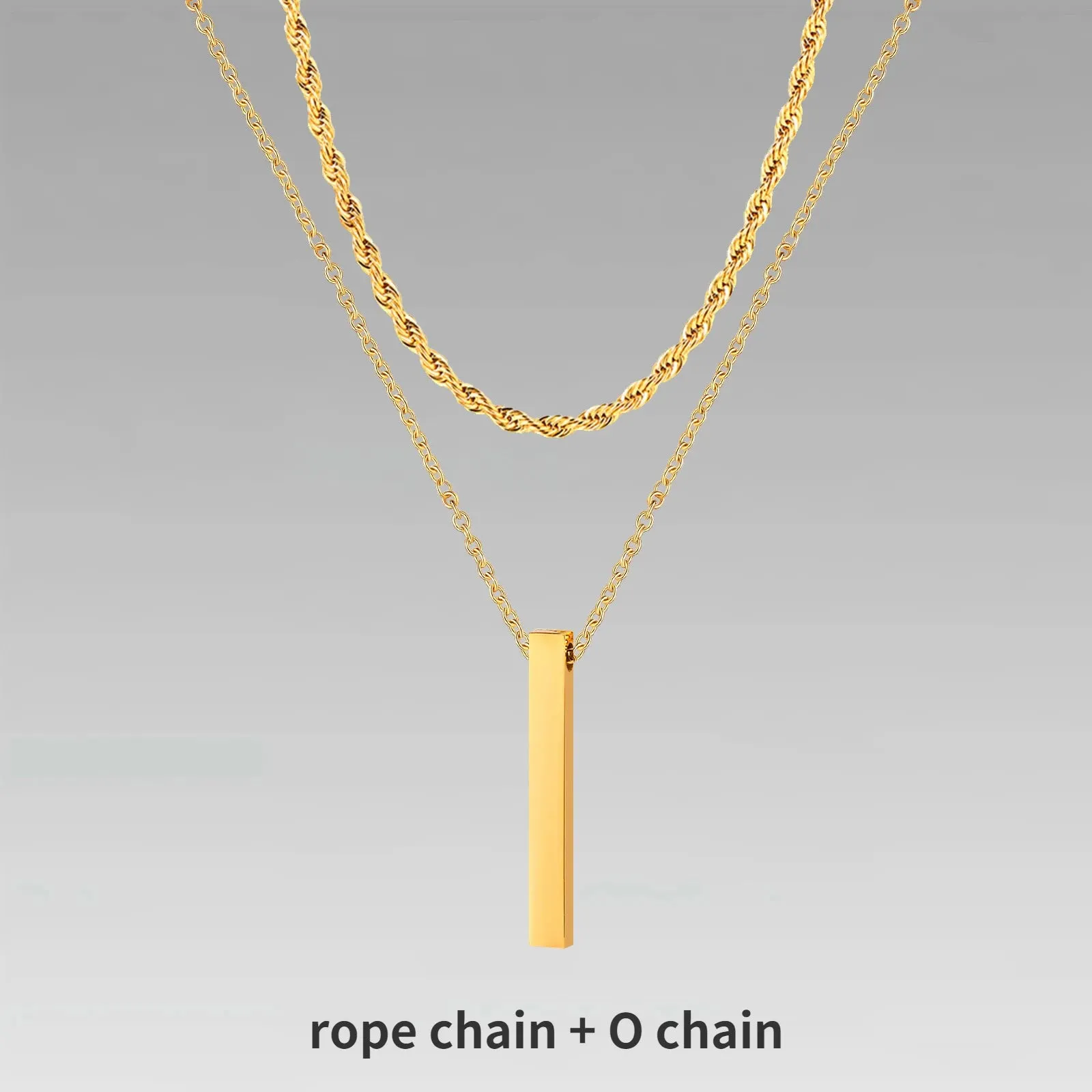 Mens Vertical Bar Necklaces for Boys,Stylish Layered Stainless Steel Geometric Pendant Collar