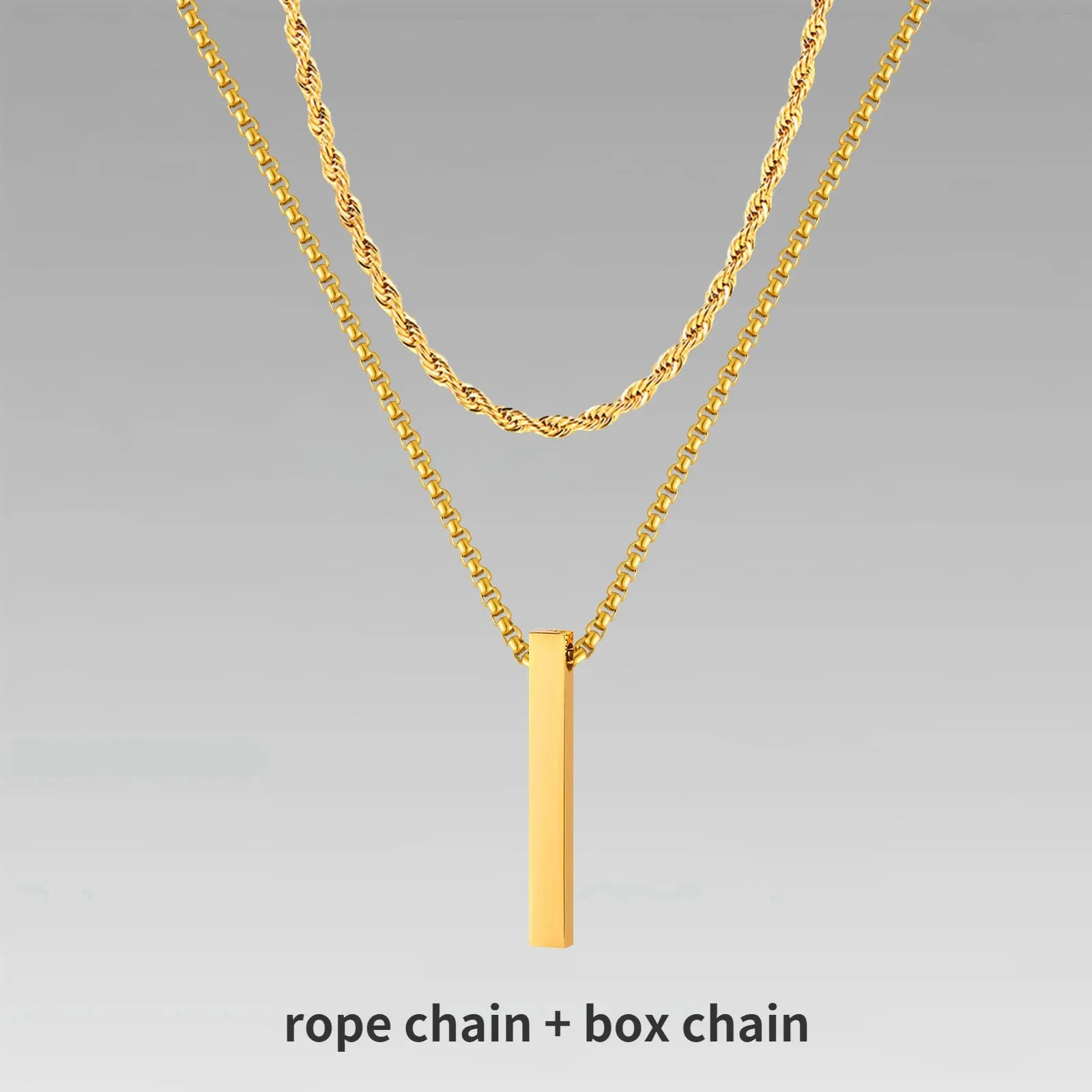 Mens Vertical Bar Necklaces for Boys,Stylish Layered Stainless Steel Geometric Pendant Collar