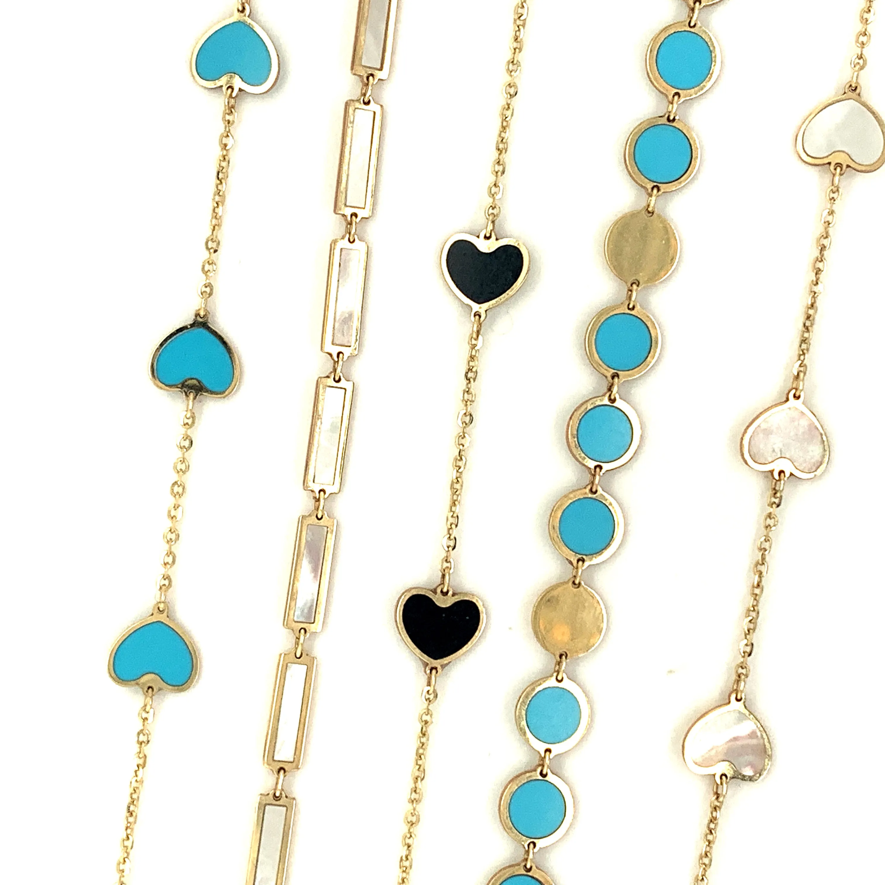 Mini Heart Station Necklace/Black Onyx