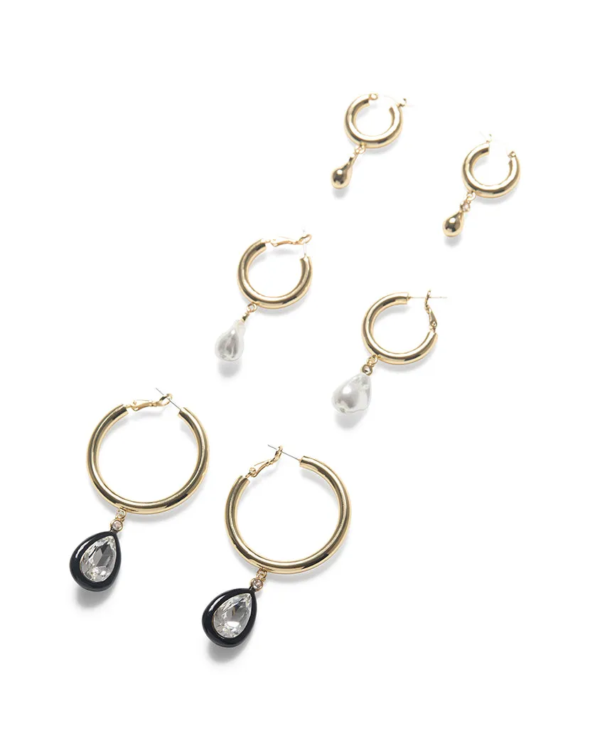 Multi Pear Drop Hoop Set