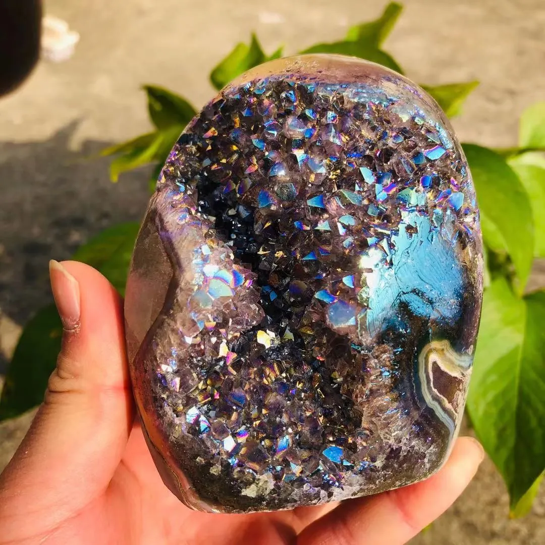 Natural Aura Amethyst Raw Quartz Spiritual Chakra Stone