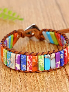 Natural Stone 7 Chakra Healing Chakra Tube Beads Bracelet