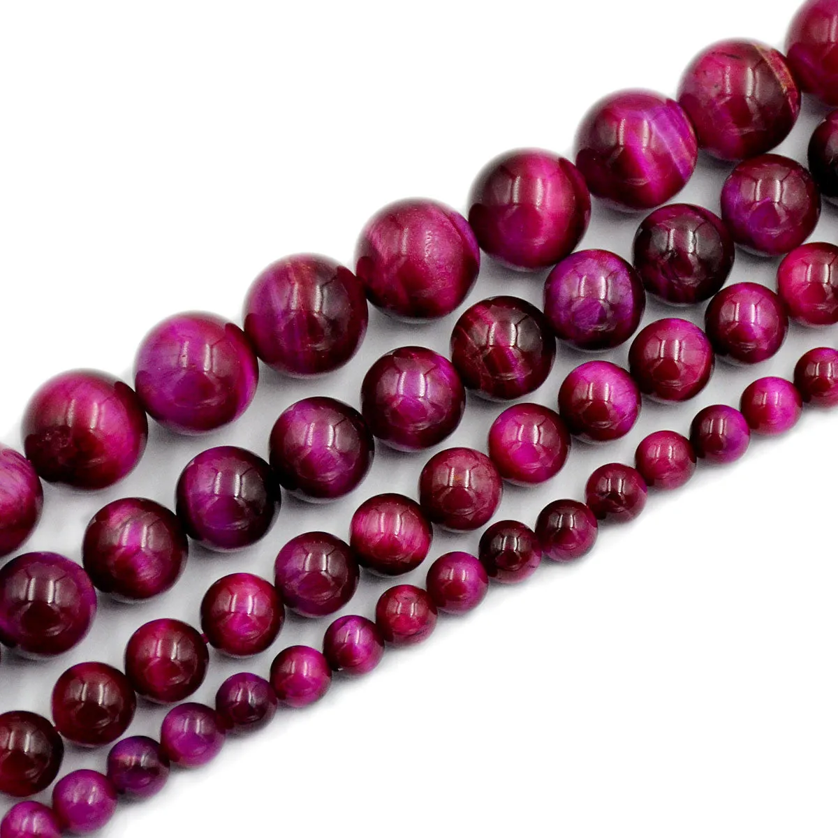 Natural Tiger's Eye Gemstone Smooth Round Loose Beads on a 7.5" Strand