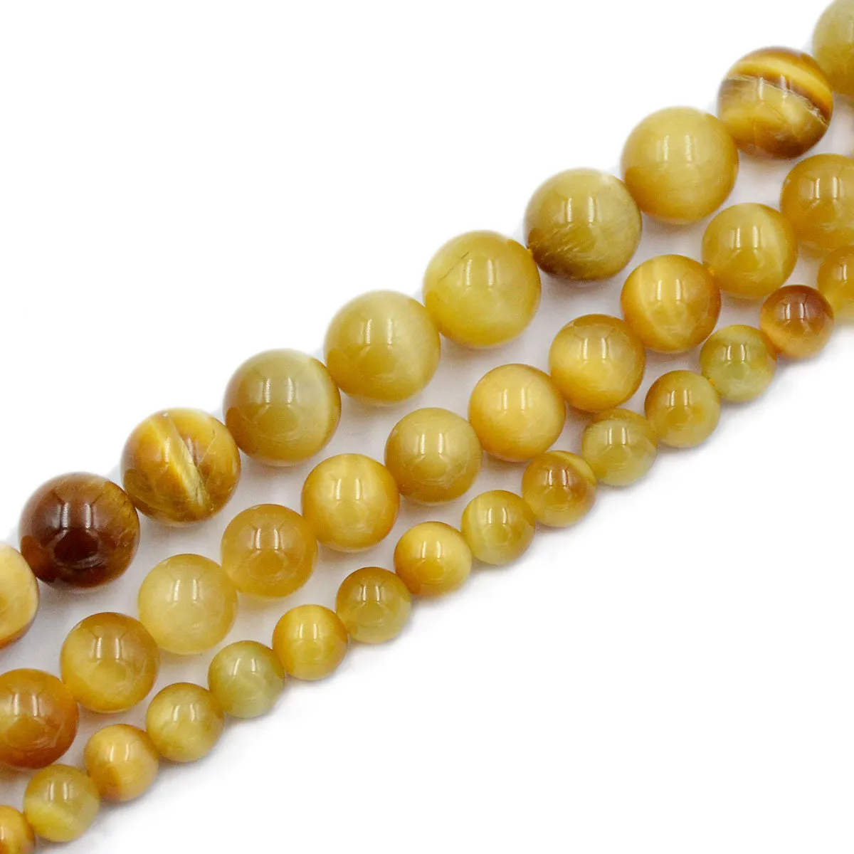 Natural Tiger's Eye Gemstone Smooth Round Loose Beads on a 7.5" Strand