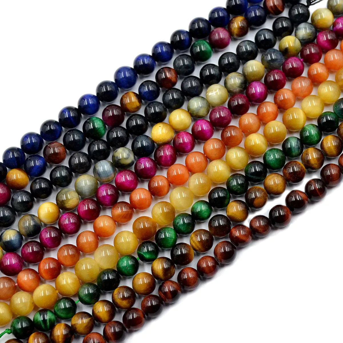 Natural Tiger's Eye Gemstone Smooth Round Loose Beads on a 7.5" Strand