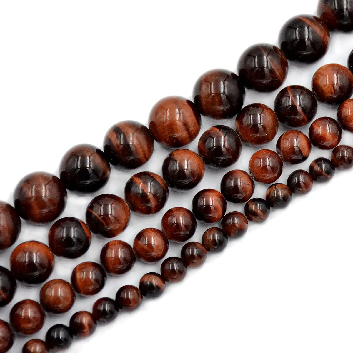 Natural Tiger's Eye Gemstone Smooth Round Loose Beads on a 7.5" Strand