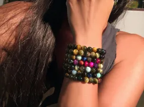 Night Safari Tiger's eye and Golden Tiger's Eye Bracelet on Stretch Cord