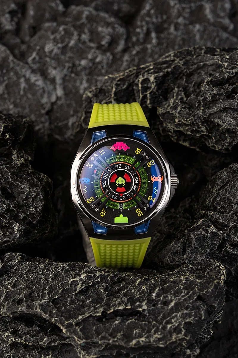 Nubeo OAO Automatic Space Invaders Limited Edition Galaxy Green Men's Watch NB-6099-SI-01