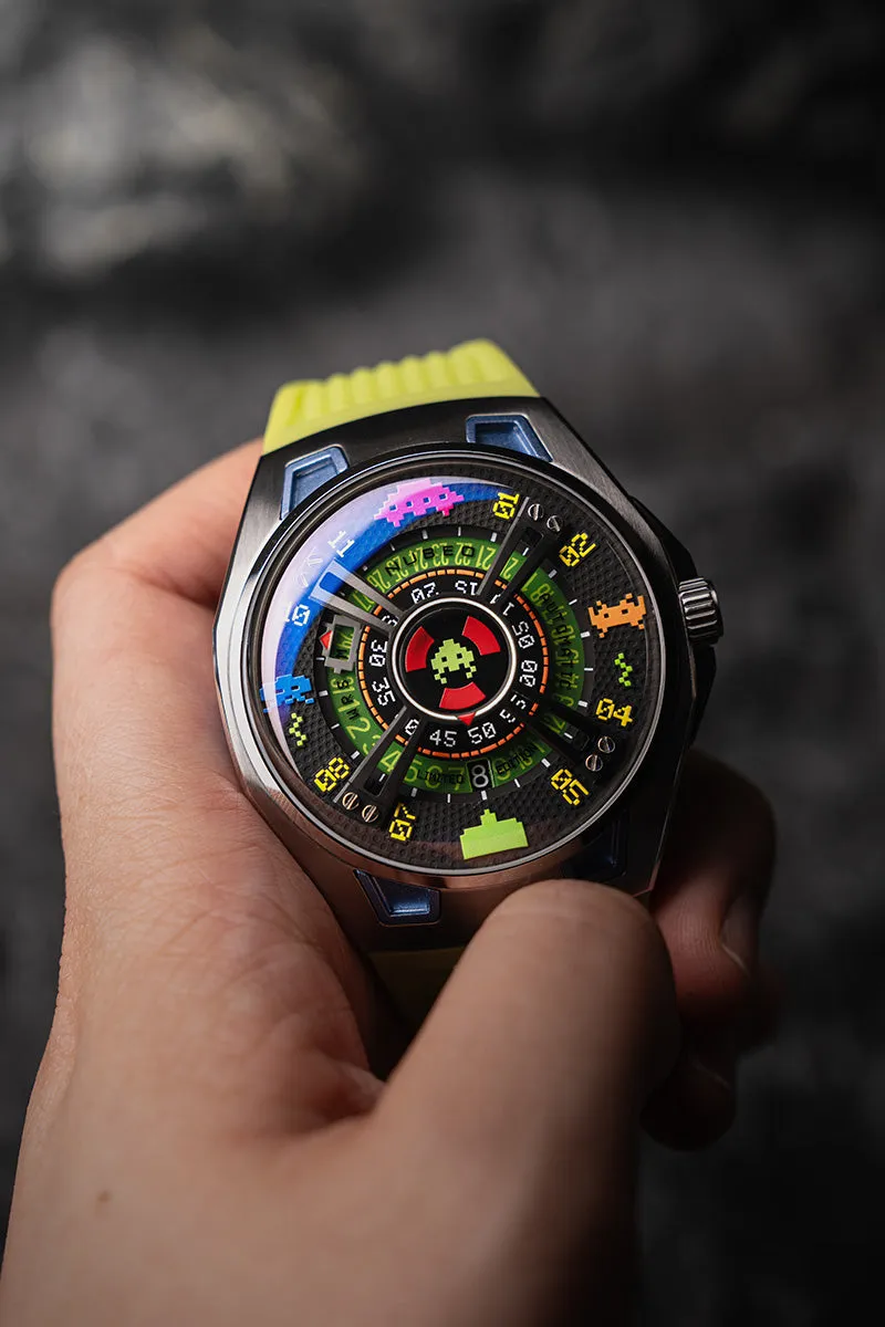 Nubeo OAO Automatic Space Invaders Limited Edition Galaxy Green Men's Watch NB-6099-SI-01