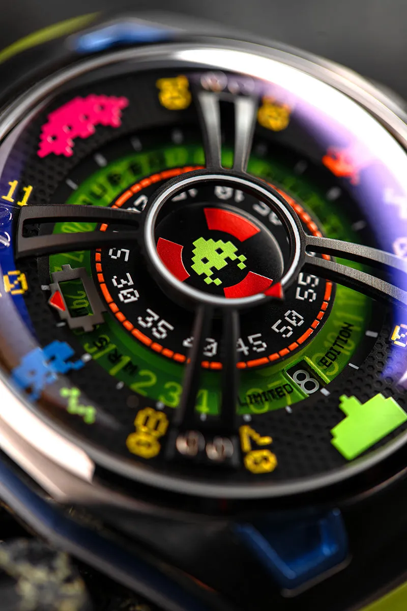 Nubeo OAO Automatic Space Invaders Limited Edition Galaxy Green Men's Watch NB-6099-SI-01