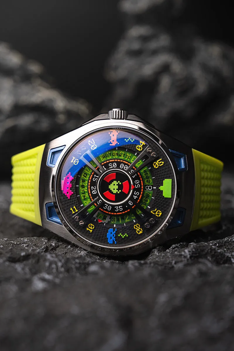 Nubeo OAO Automatic Space Invaders Limited Edition Galaxy Green Men's Watch NB-6099-SI-01