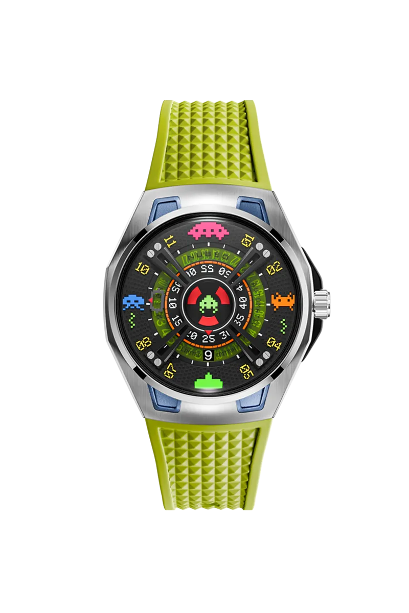 Nubeo OAO Automatic Space Invaders Limited Edition Galaxy Green Men's Watch NB-6099-SI-01