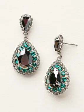 Oval Encrusted Crystal Dangle Earrings - ECW47ASVR