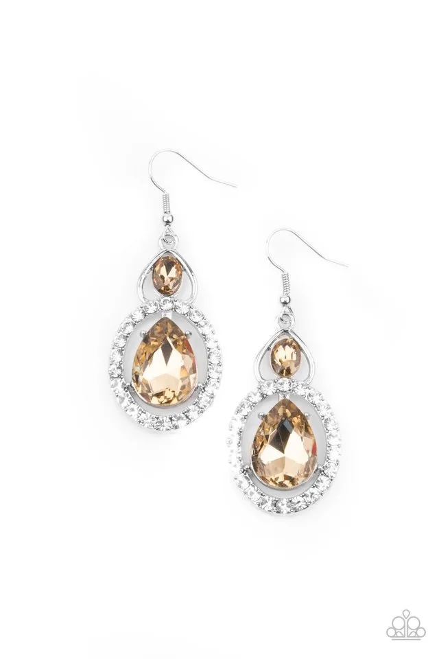 Paparazzi Earring ~ Double The Drama - Brown