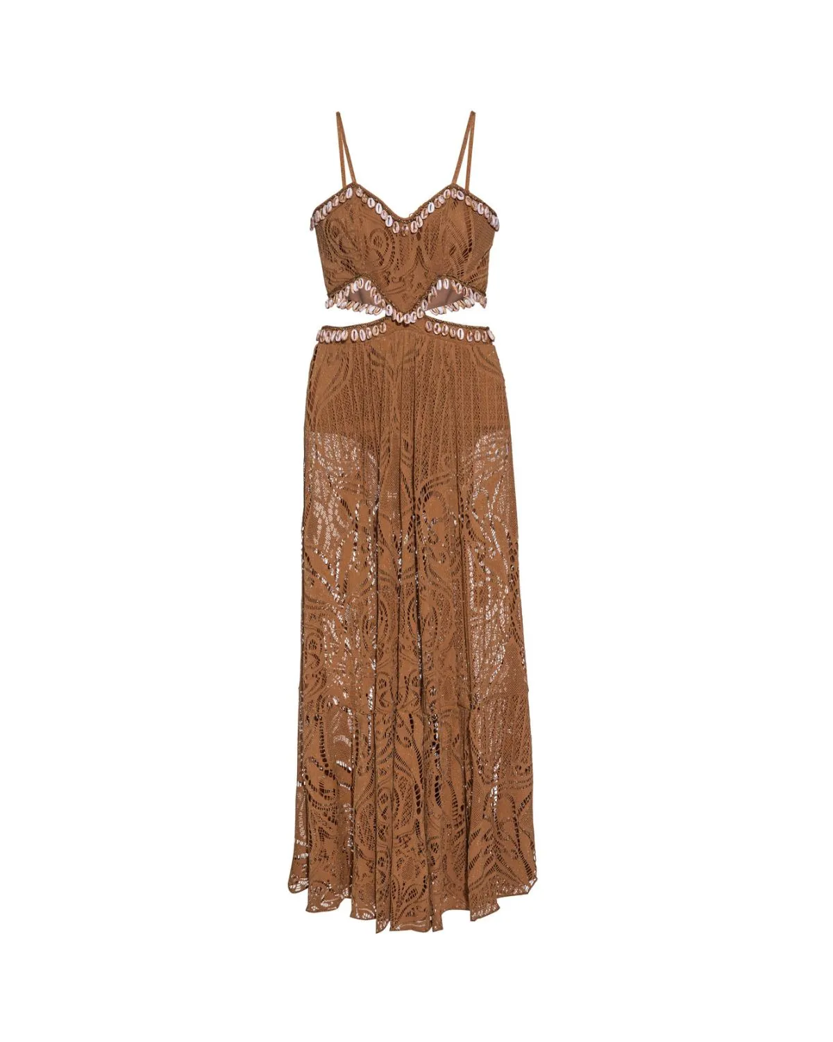 PatBo Beaded Seashell Cutout Maxi Dress