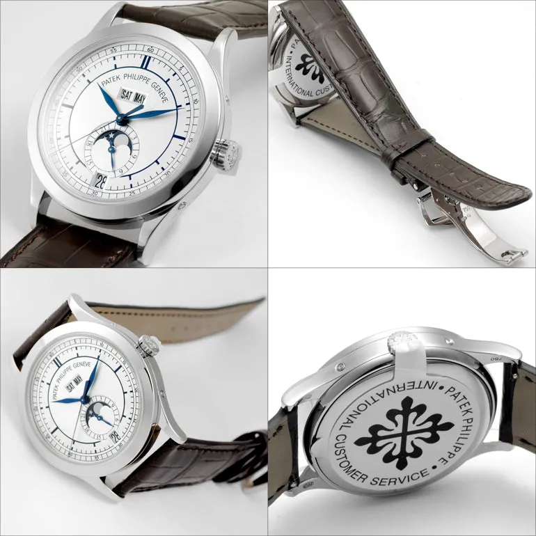 Patek Philippe Calatrava Moonphase Annual Calendar 18K White Gold Men's Watch
