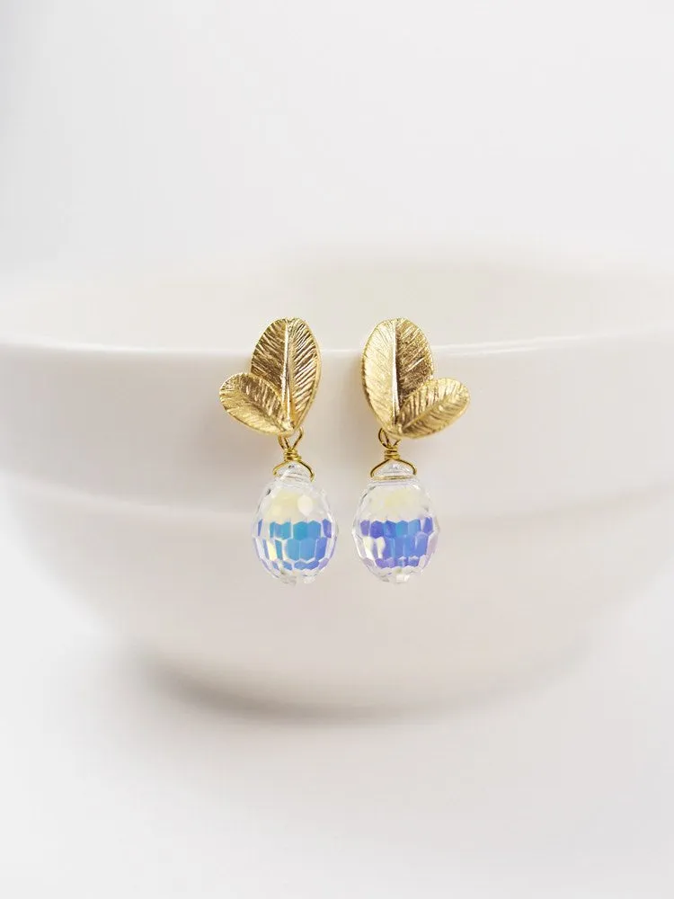 Petals Swarovski Drop Earring - Short Gold