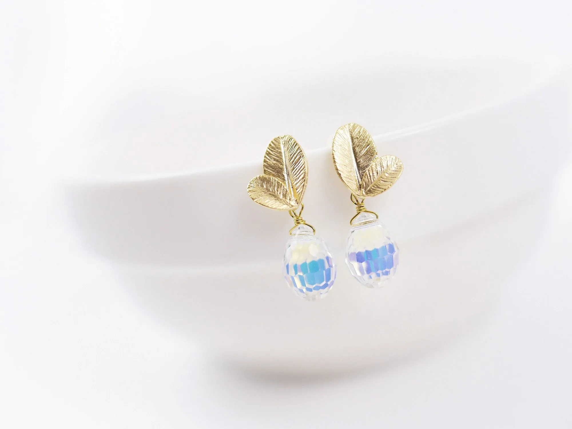 Petals Swarovski Drop Earring - Short Gold