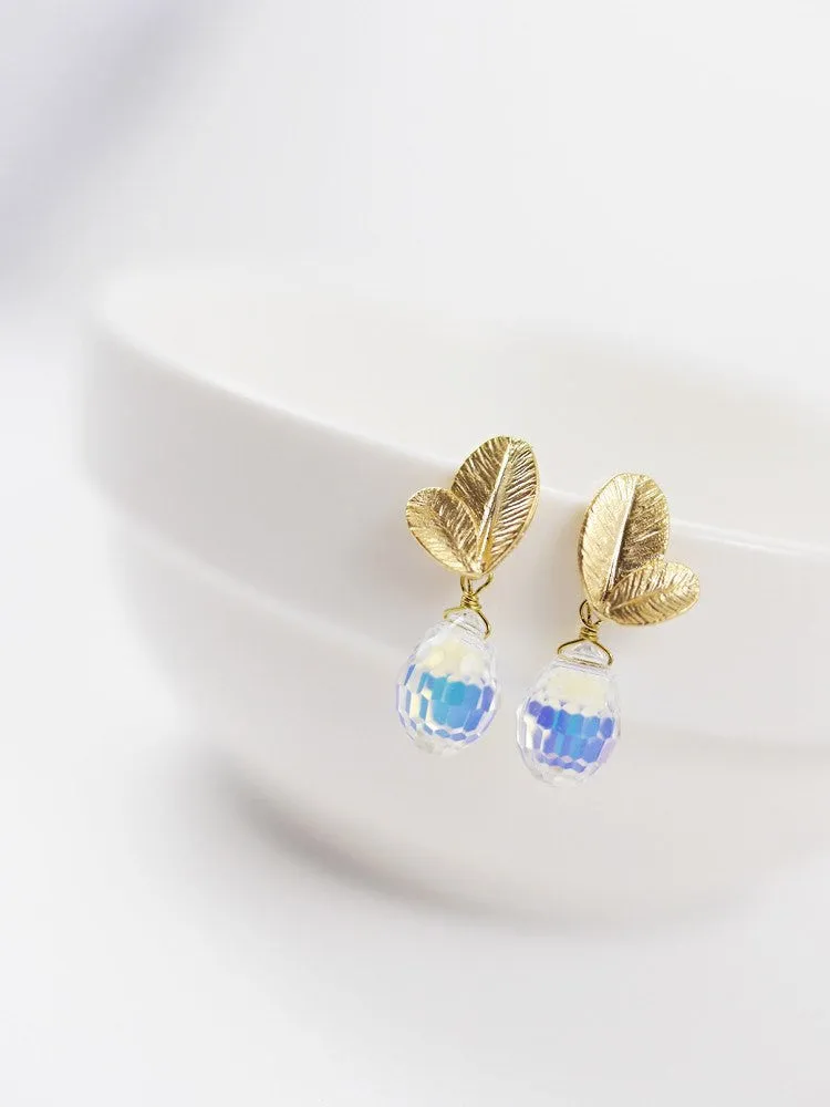 Petals Swarovski Drop Earring - Short Gold