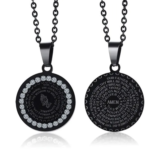 Praying Hands Coin Medal Pendant Necklaces