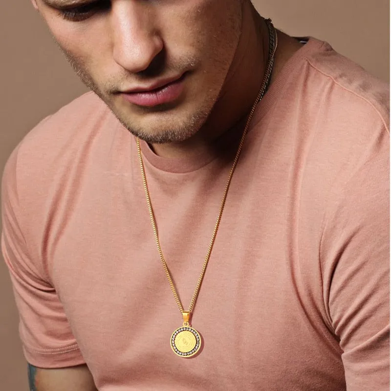 Praying Hands Coin Medal Pendant Necklaces