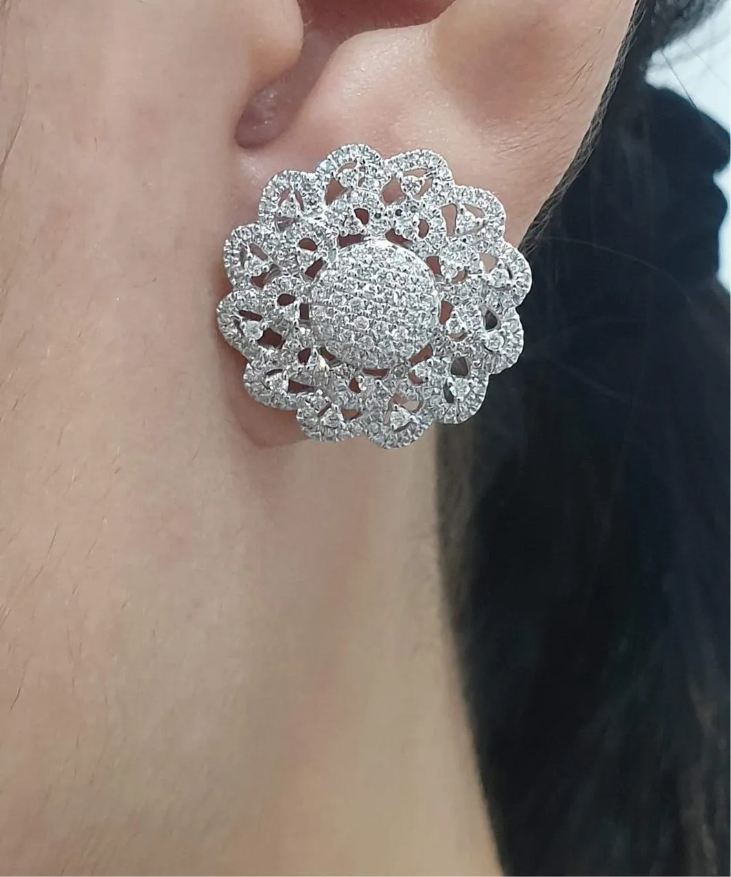 PREORDER | Floral Studded Statement Diamond Earrings 14kt