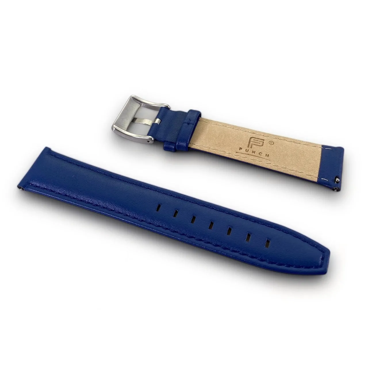 PUNCH Mens Watch, Silver & White Skeleton Automatic Watch - Blue Leather Strap