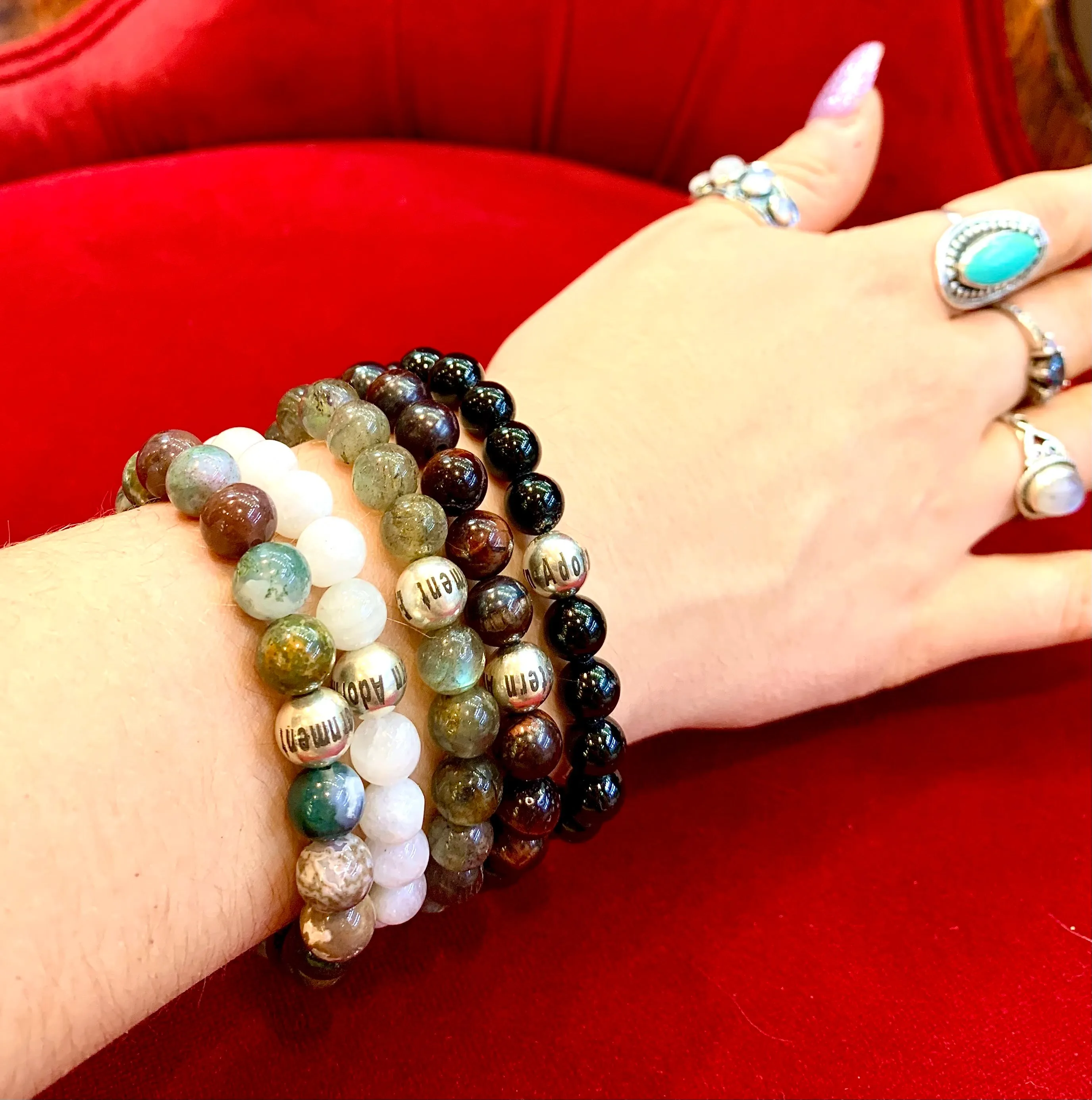 Red Tiger's Eye Crystal Bead Bracelet