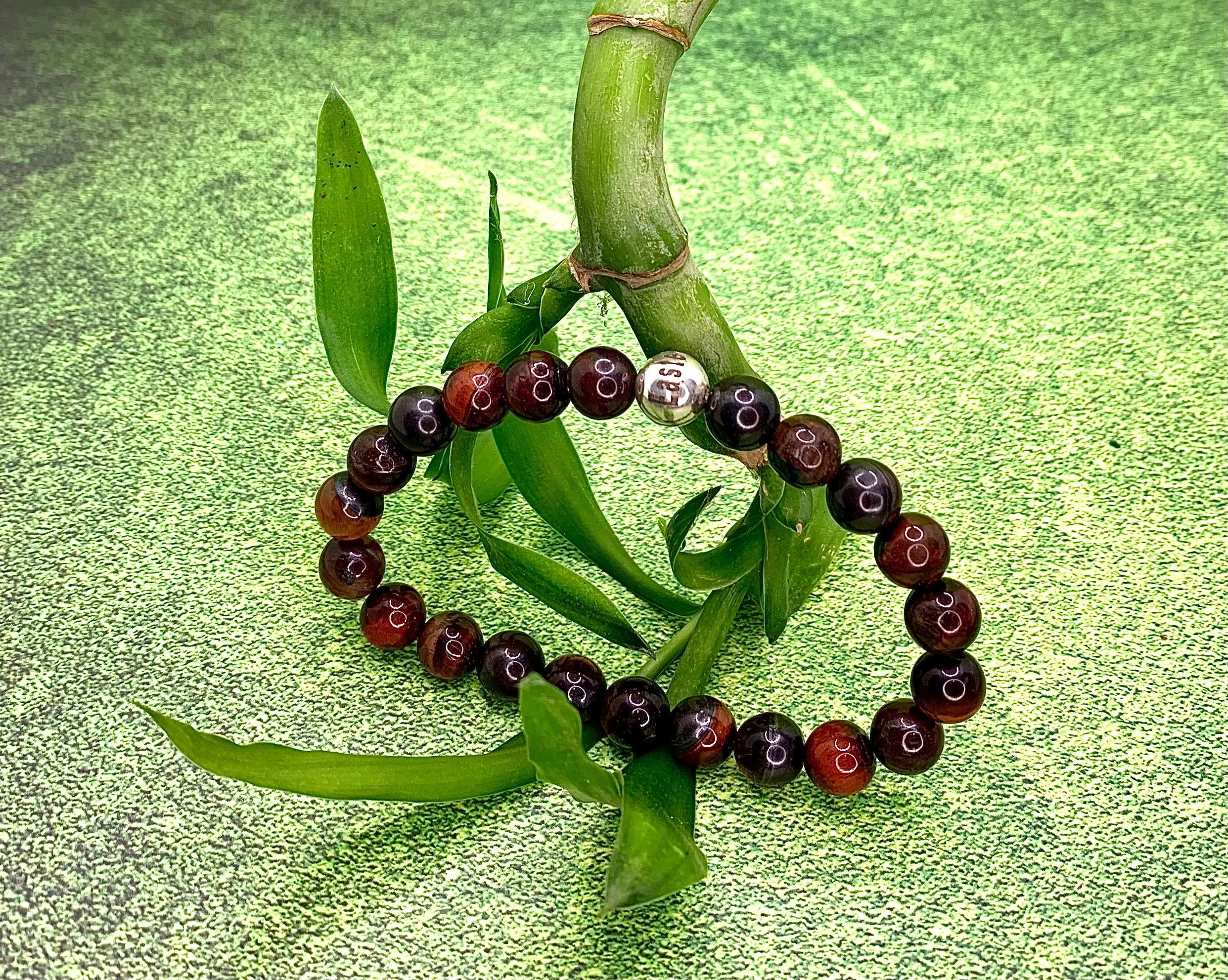Red Tiger's Eye Crystal Bead Bracelet