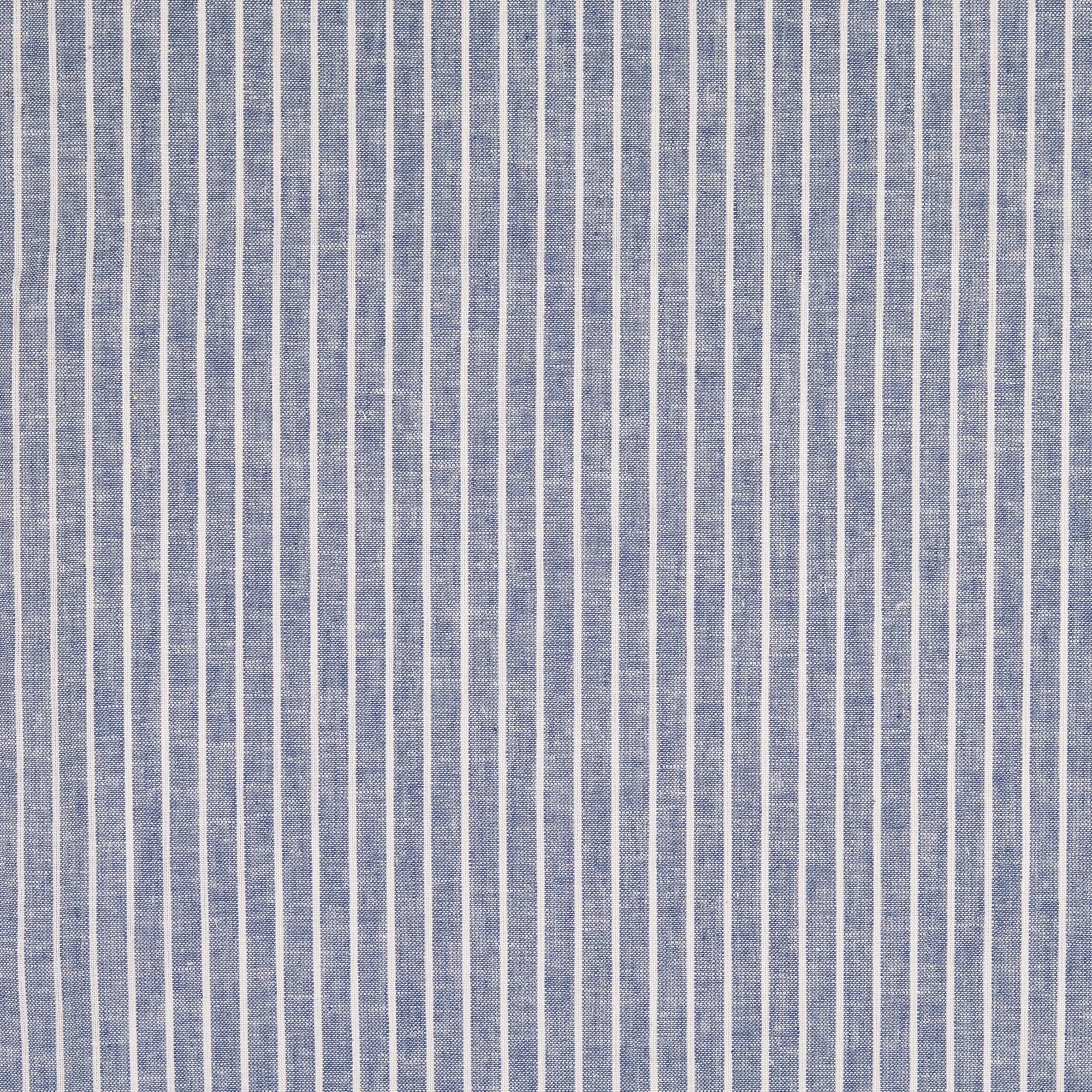 REMNANT 0.85 Metres - Stripe Blue Linen Cotton Fabric
