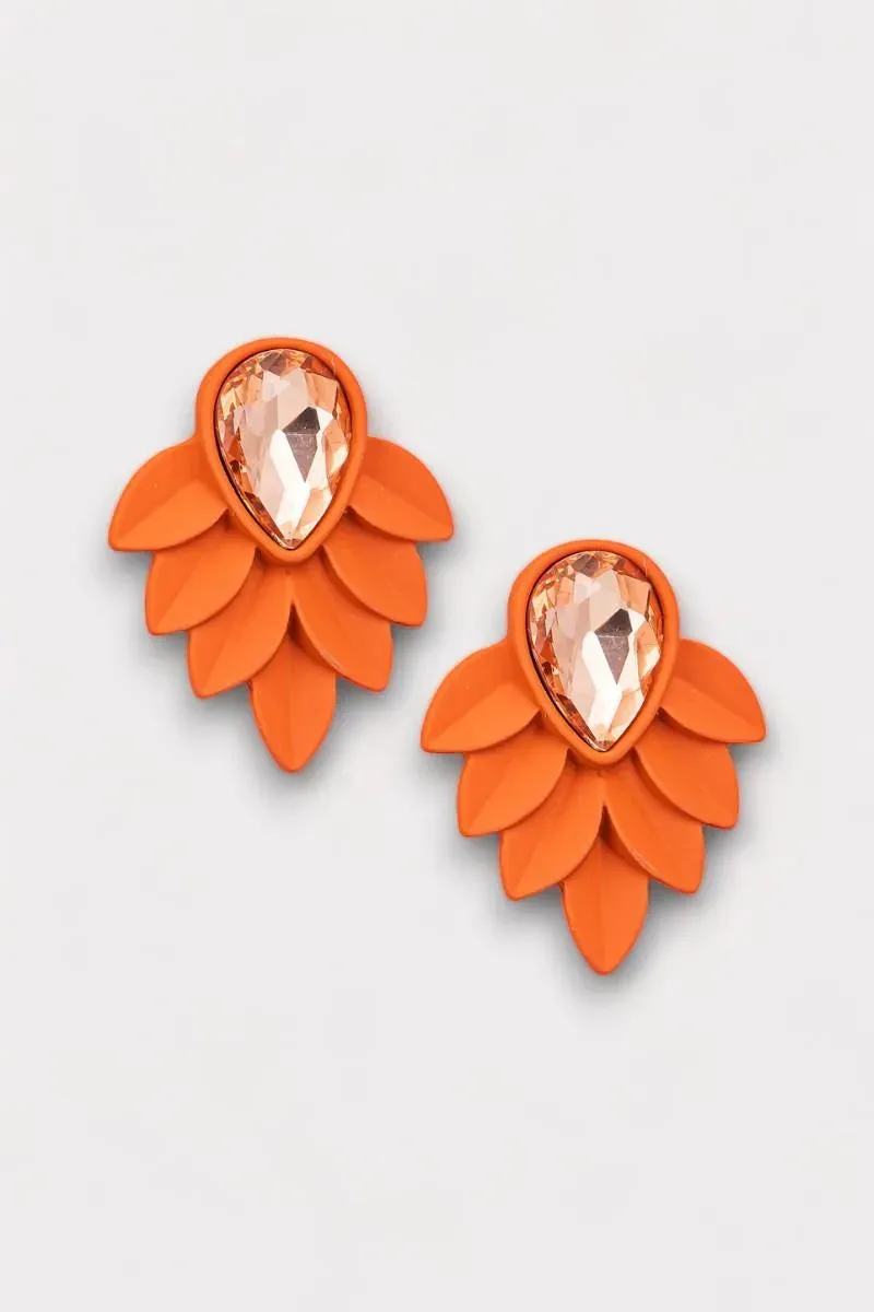 Retro Crystal Teardrop Leaf Earrings