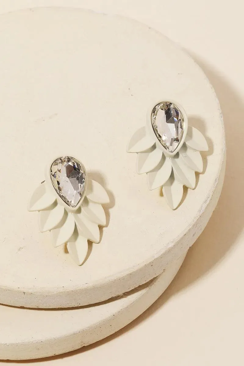 Retro Crystal Teardrop Leaf Earrings