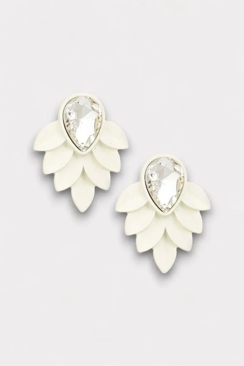 Retro Crystal Teardrop Leaf Earrings
