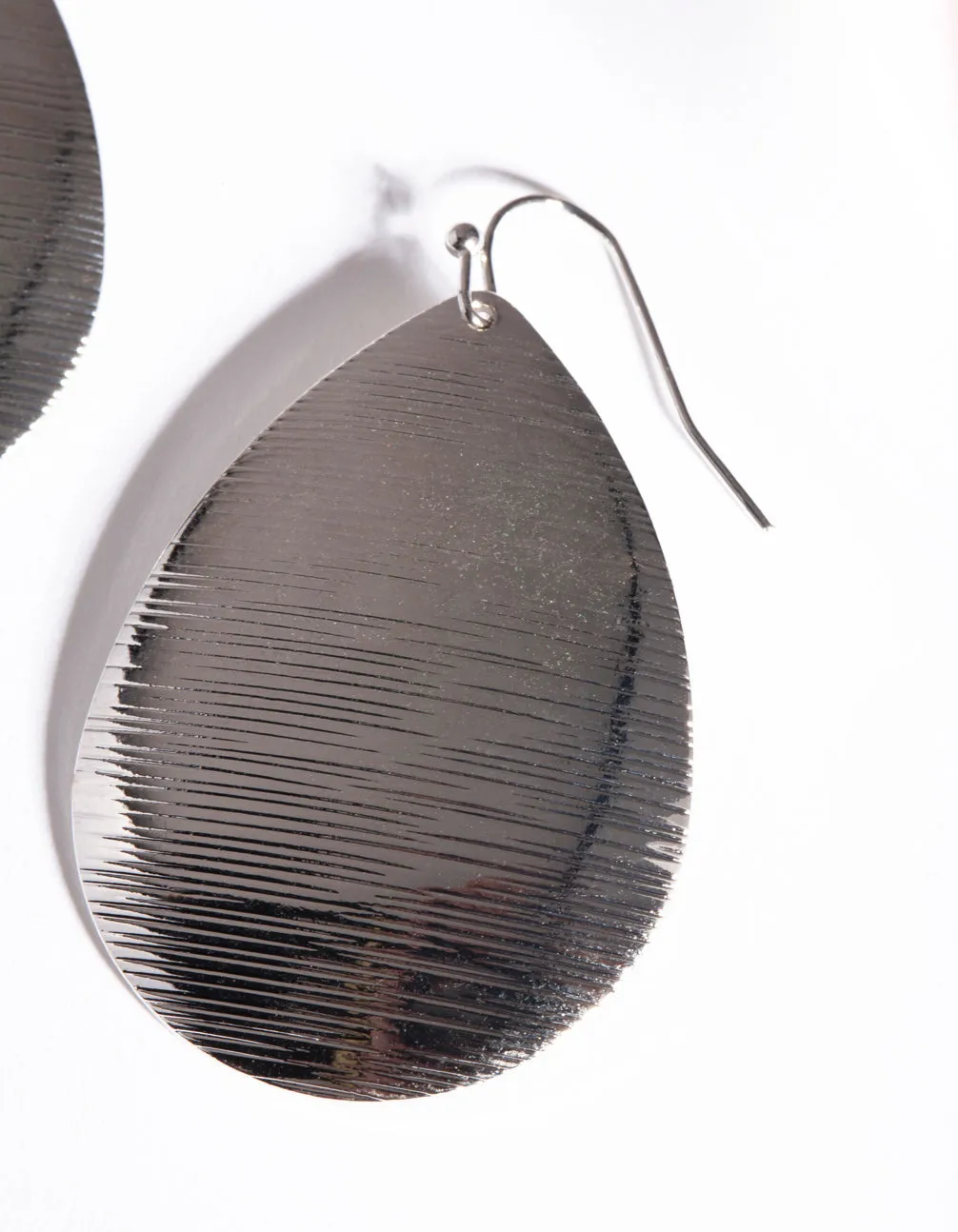 Rhodium Textured Teardrop Earrings