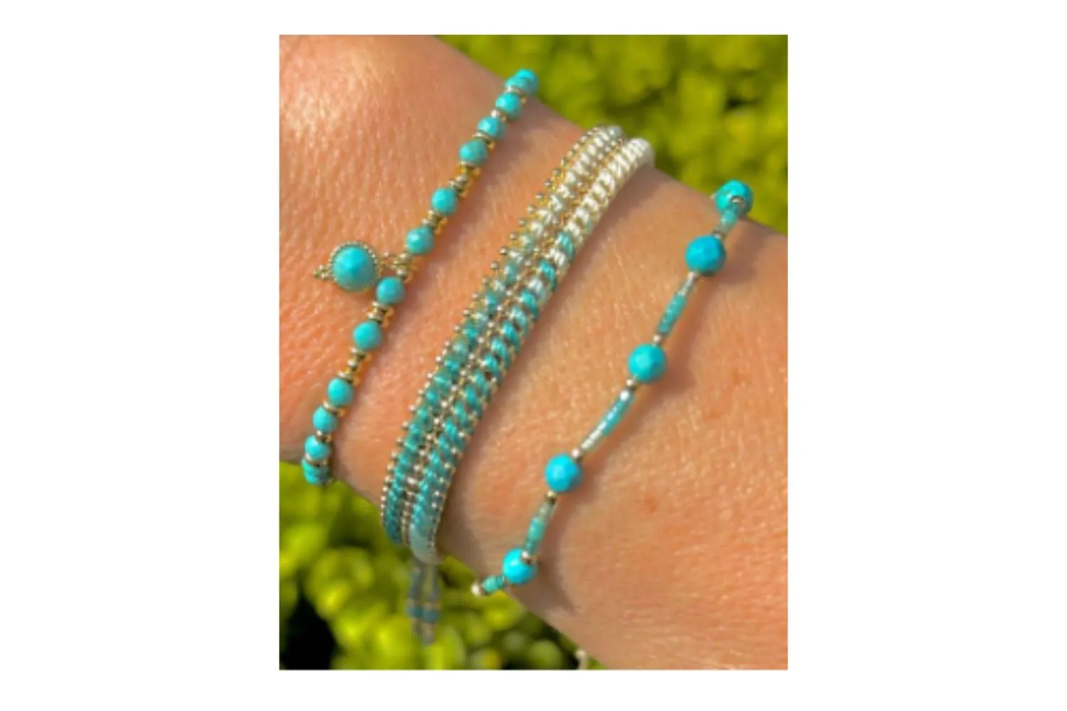 Ribbon Turquoise Gold Gemstone Bracelet