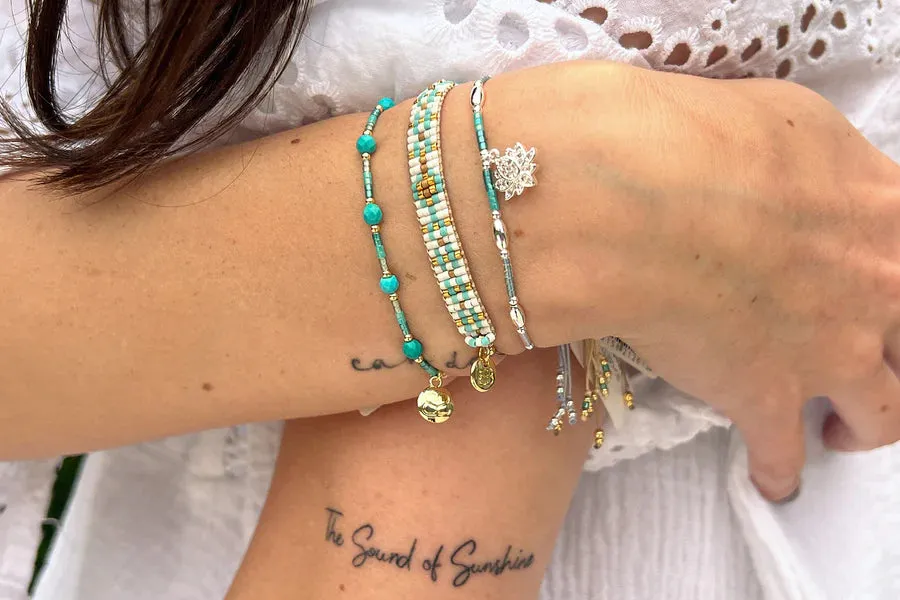 Ribbon Turquoise Gold Gemstone Bracelet