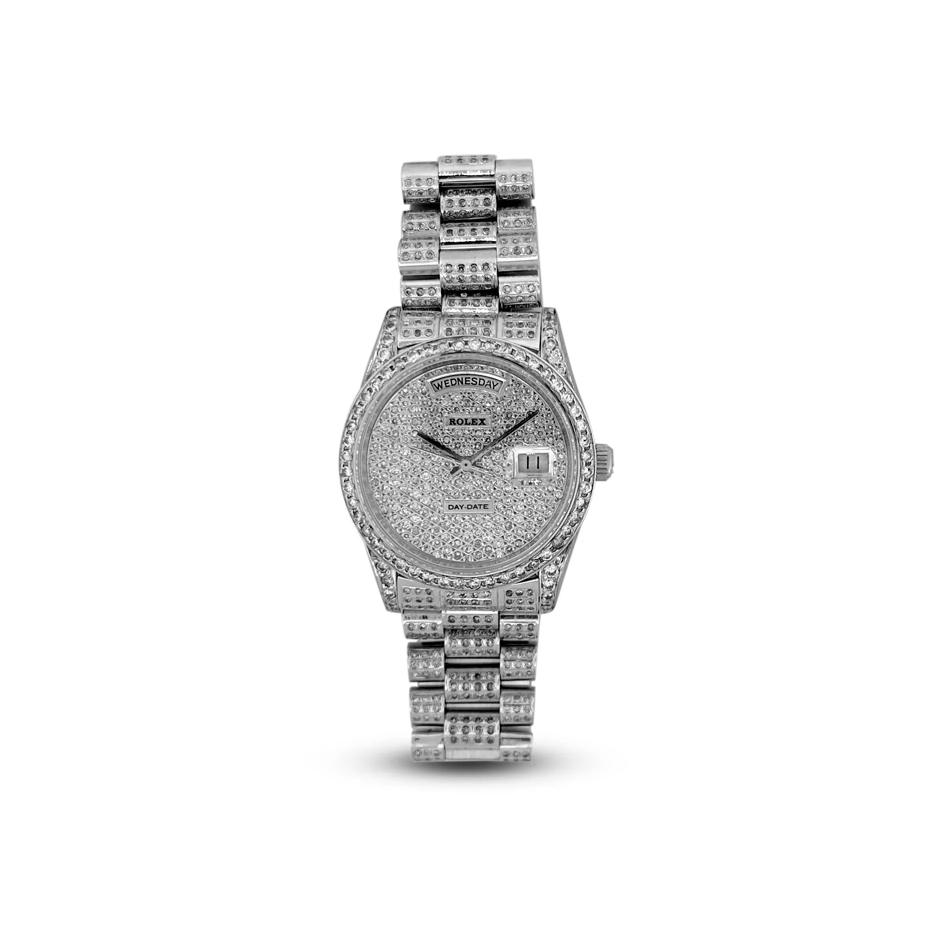 Rolex 36mm Day-Date "President" in 18k White Gold with Diamonds
