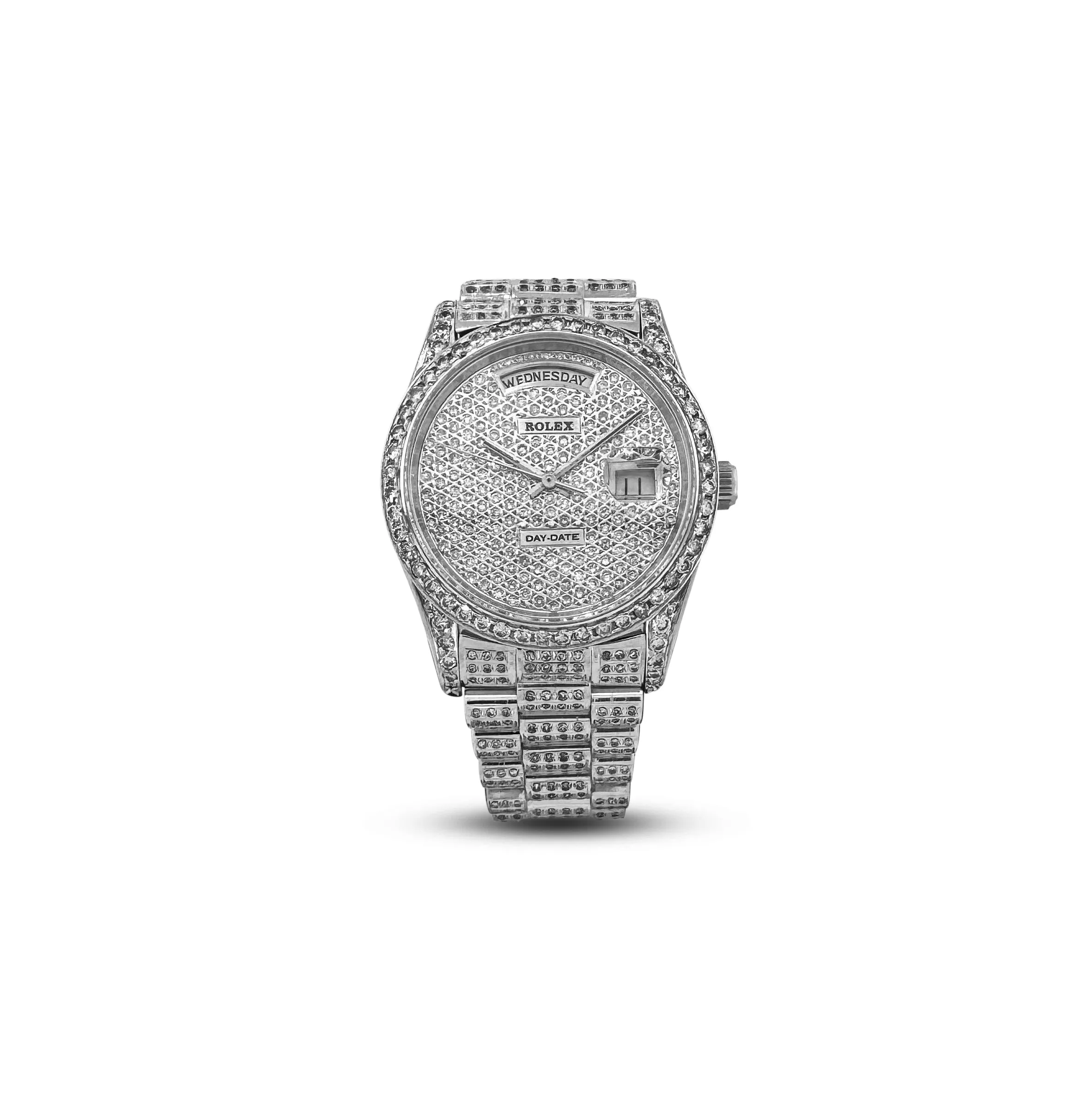 Rolex 36mm Day-Date "President" in 18k White Gold with Diamonds