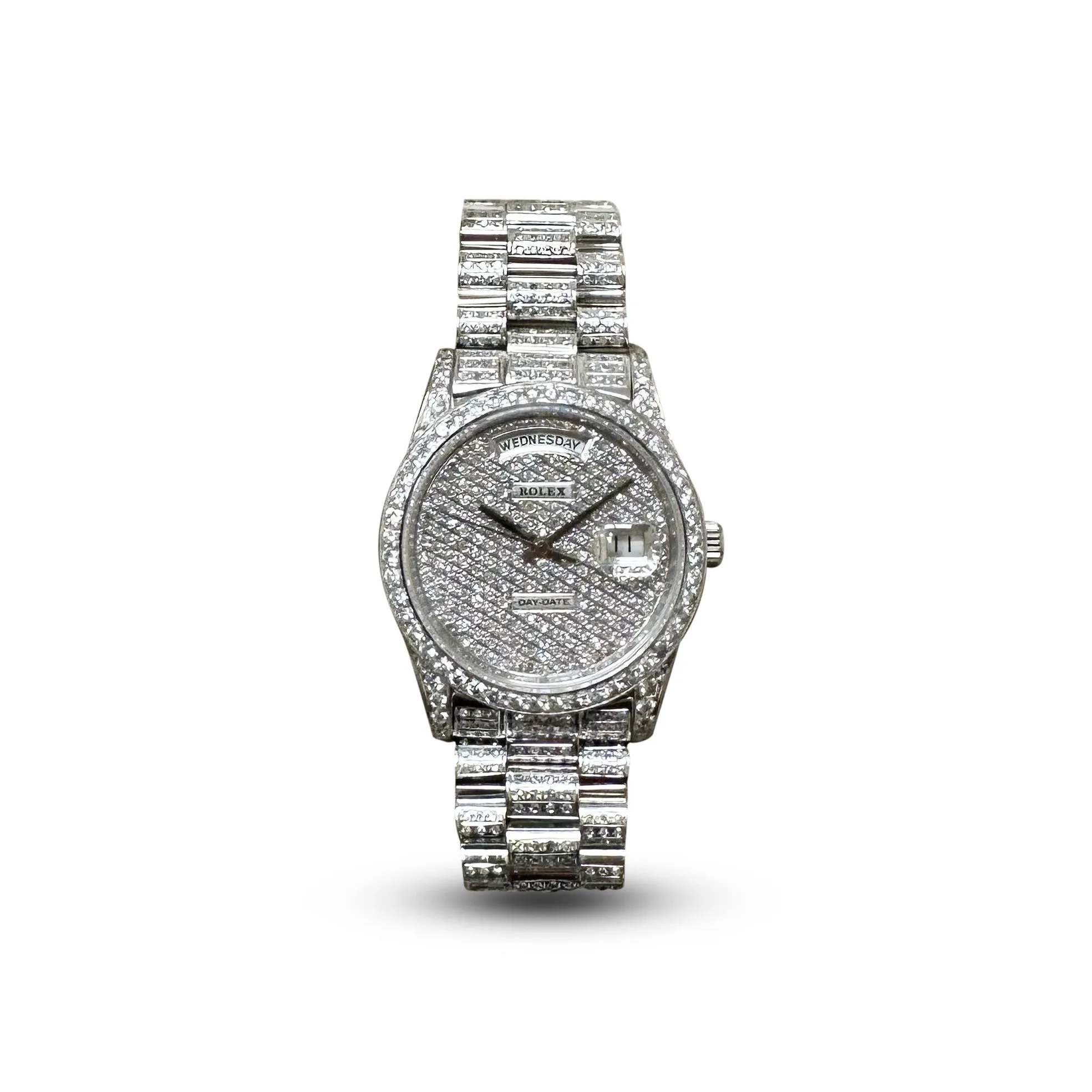 Rolex 36mm Day-Date "President" in 18k White Gold with Diamonds