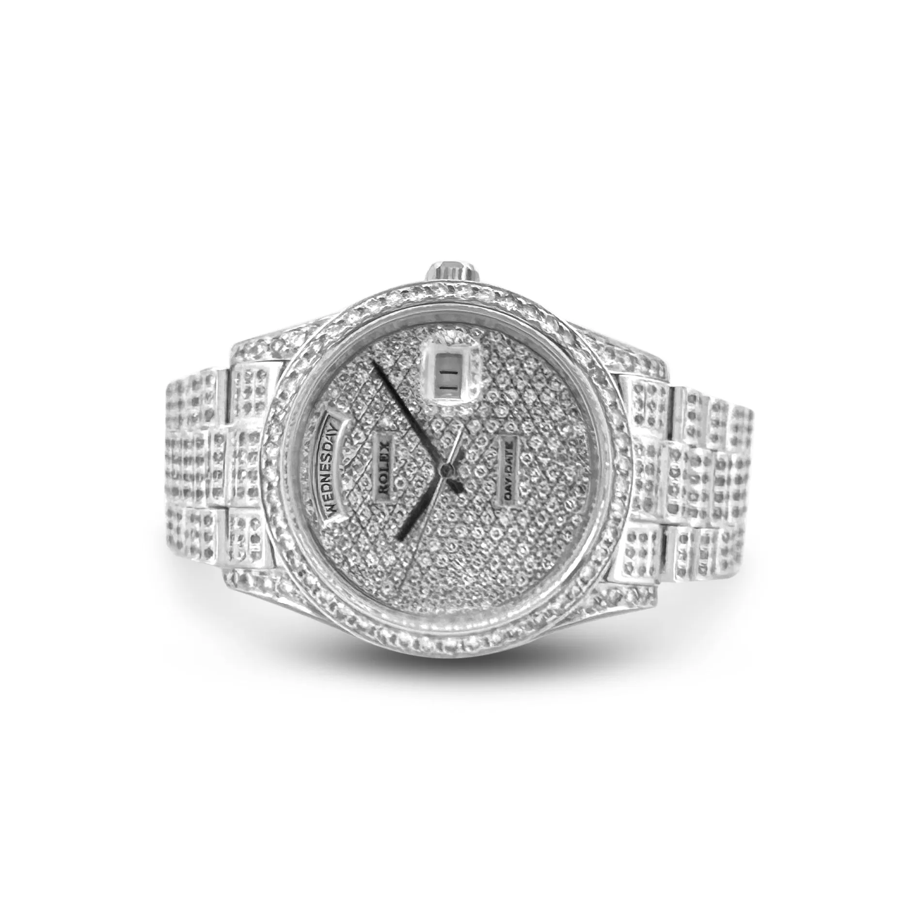 Rolex 36mm Day-Date "President" in 18k White Gold with Diamonds
